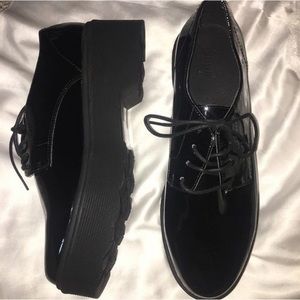shiny black oxford platforms